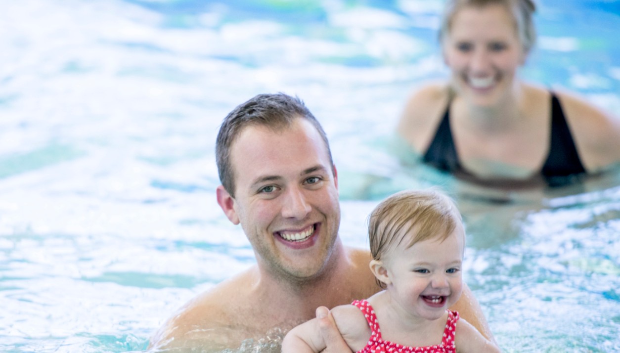 family swimming